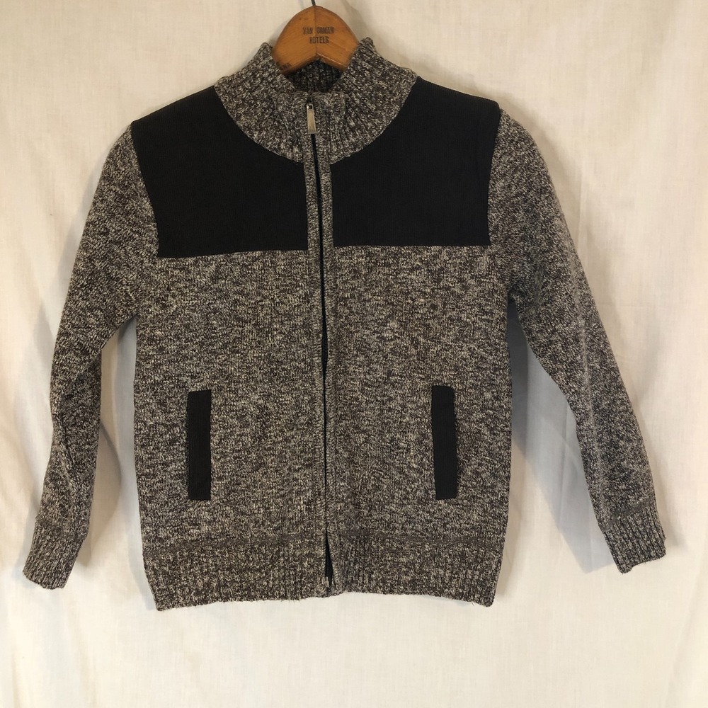 Day & Age Fleece Lined Full Zip Knit Sweater Boys 10/12 M